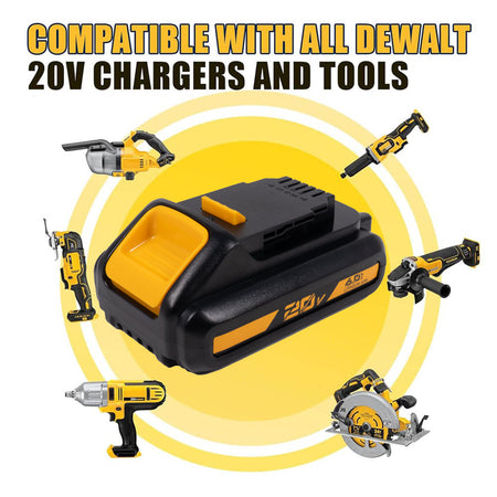 Dewalt 20V Cordless Power Tools Battery for Dewalt 20 Voltage DCB200 DCB206 DCB207 DCB204 DCB203 DCB201 DCB200 DCB180 DCD DCF DCG DCS [20V] Compatible Battery