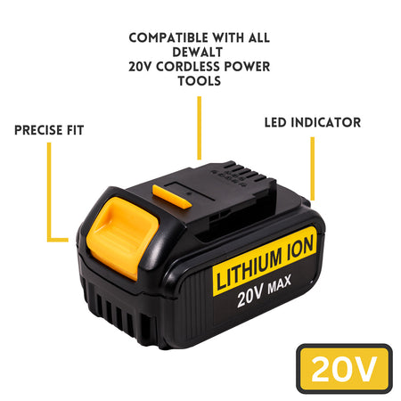 Dewalt DCB200 DCB205 DCV580 DCB204 DCB180 DCB203 DCD740 DCD780 [20V / 120Wh] Power Tool Battery Replacement