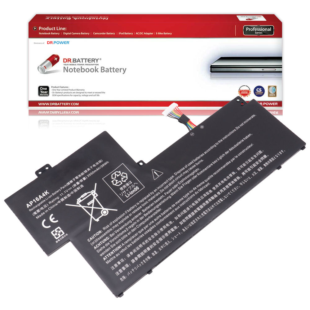 Acer Aspire One Cloudbook 11 AO1-132 Series Laptop Battery AP16A4K KT.00304.003 3ICP4/68/111 KT.00304.007 [11.1V/11.25V] Compatible Battery