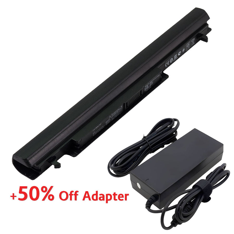 (Bundle with Adapter for 50% Off) Asus A41-K56 A46 A46C A56 K46 K56 K56C K56CA S550C S56 S56C S405CA S550CA Series A31-k56 A32-K56 A42-K56 [14.4V] Compatible Battery