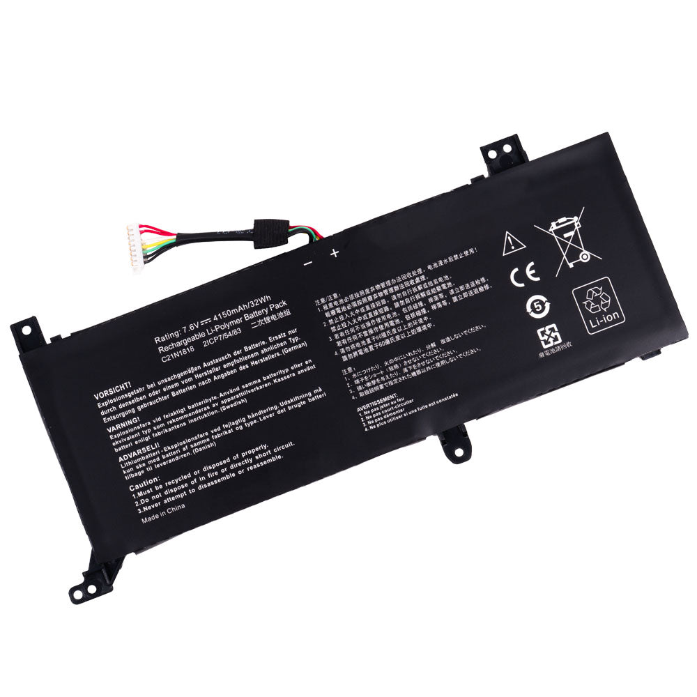 Asus B21N1818-2 C21N1818-2 Battery for Asus VivoBook 14 F412DA F412DK F412FJ F412FA F412FL F412UA A412FA A412DA A412FL A412FJ A412UA X412DA X412FA X412FJ X412FL X412UA X412UB X412UF R424DA Series C21PPJH 0B200-03280500 [7.6V/7.7V] Compatible Battery