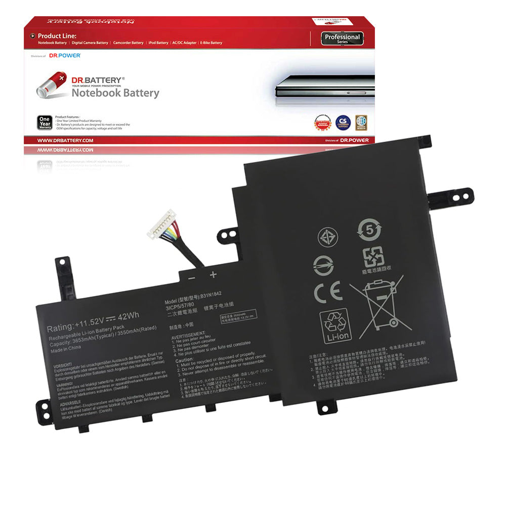Asus VivoBook S15 V5050E S5500F V5050EA V531FA V531FL Series Asus VivoBook S15 S5500FL Series Laptop Battery B31N1842 0B200-03440000 [11.52V] Compatible Battery