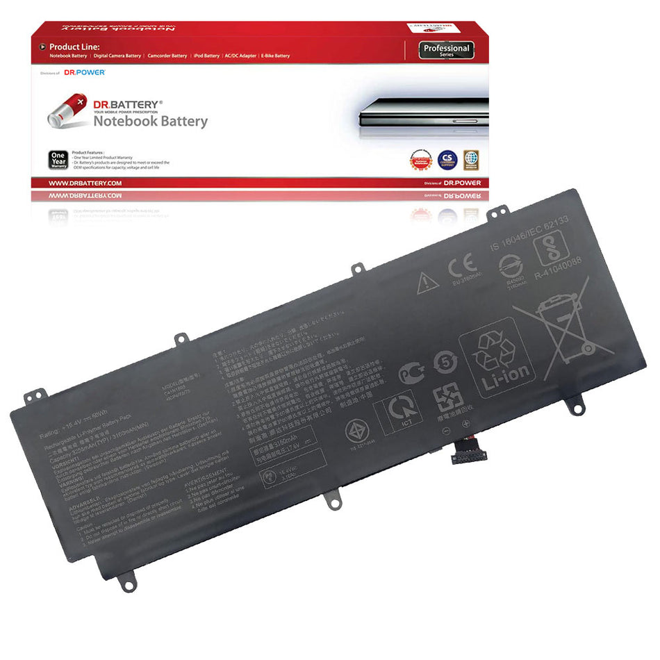 Asus ROG Zephyrus S GX531 GX531GM GX531GS GX531GX Series Laptop Battery C41N1805 0B200-03020000 4ICP4/72/75 C41PKC5 [15.4V] Compatible Battery