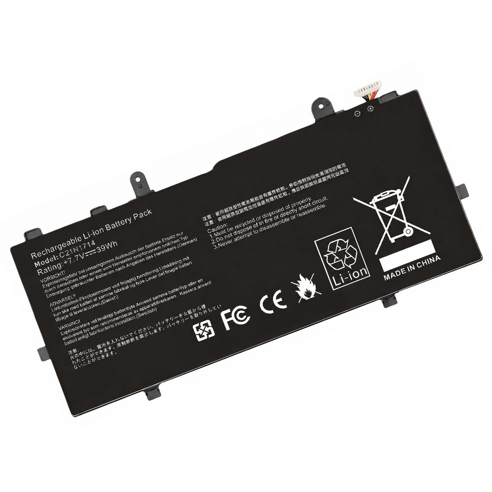 Front view of C21N1714 compatible laptop battery label for Asus VivoBook Flip 14 TP401 J401 series