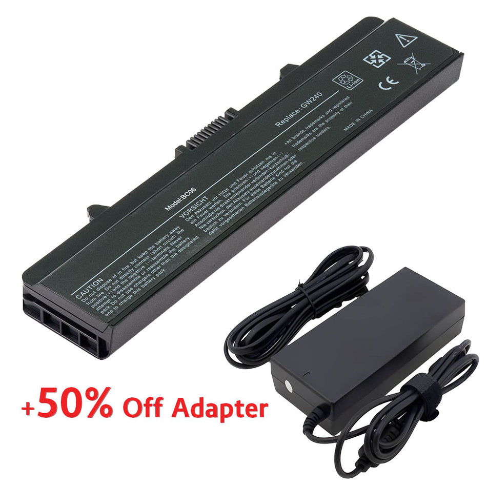 (Bundle with Adapter for 50% Off) Dell X284G M911G Inspiron 1525 1526 1545 1546 1440 1750 Series PP29L PP41L GW240 M911 RN873 GP952 RU586 C601H G617H XR697 312-0844 312-0625 [11.1V] Compatible Battery