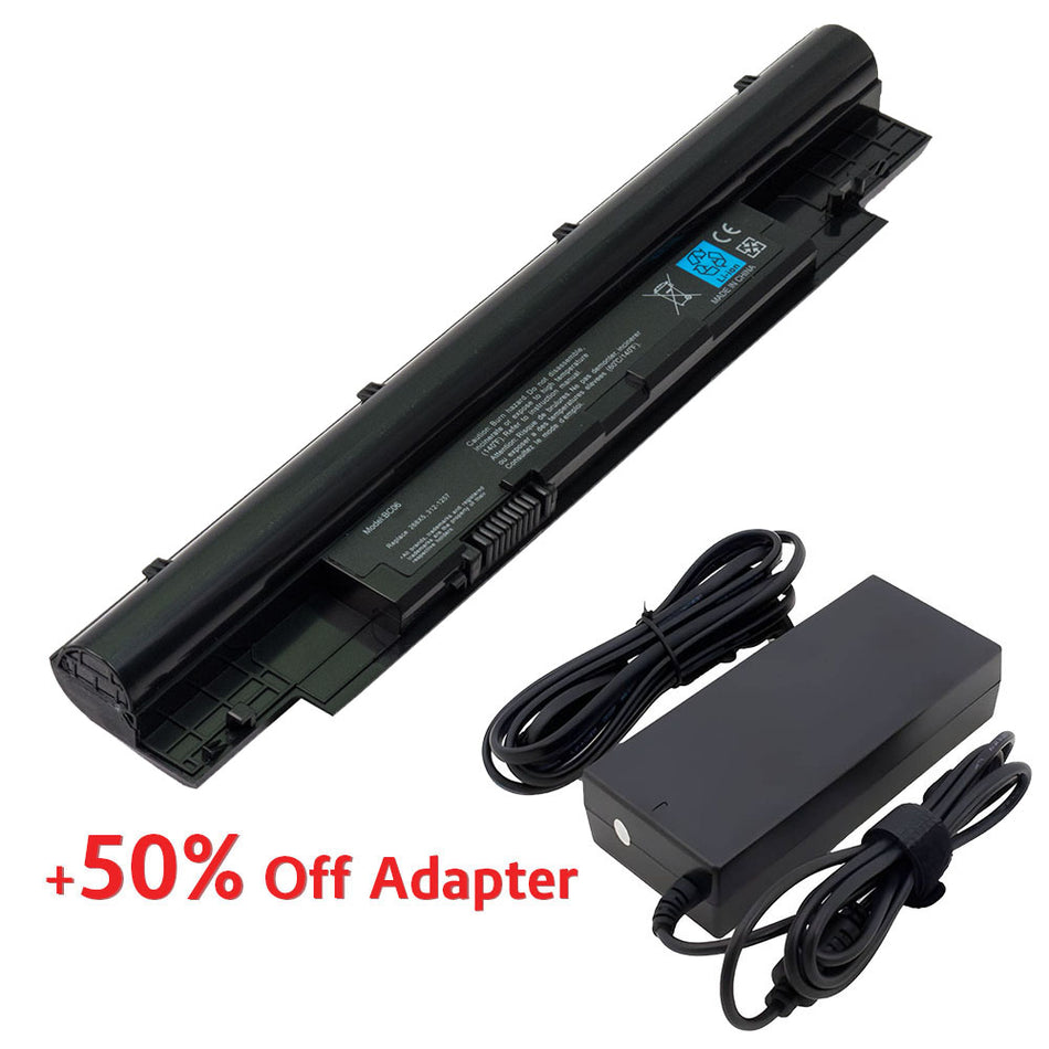 (Bundle with Adapter for 50% Off) Dell 268X5 N2DN5 H7XW1 Inspiron 13Z (N311Z) 14Z (N411Z) Latitude 3330 Vostro V131 Series 7FF1K K4CP5 H2XW1 D41Y 312-1258 451-11845 312-1257 [11.1V] Compatible Battery