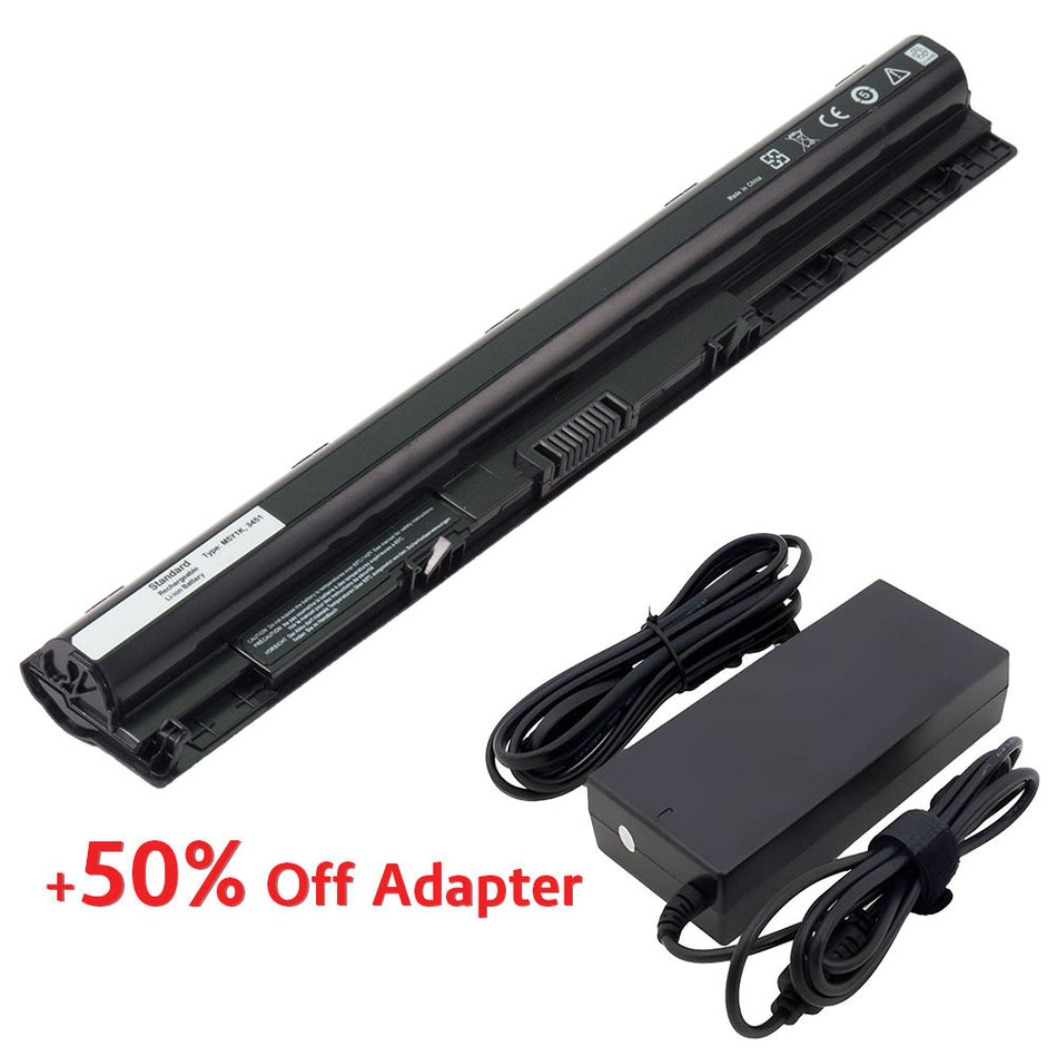 (Bundle with Adapter for 50% Off) Dell M5Y1K VN3N0 GXVJ3 Inspiron 14 15 17 5000 3000 5558 5555 5755 5559 3558 3451 3551 5758 5758 5551 5755 5458 Series WKRJ2 HD4J0 07G07 6YFVW K185W [14.8 V] Compatible Battery