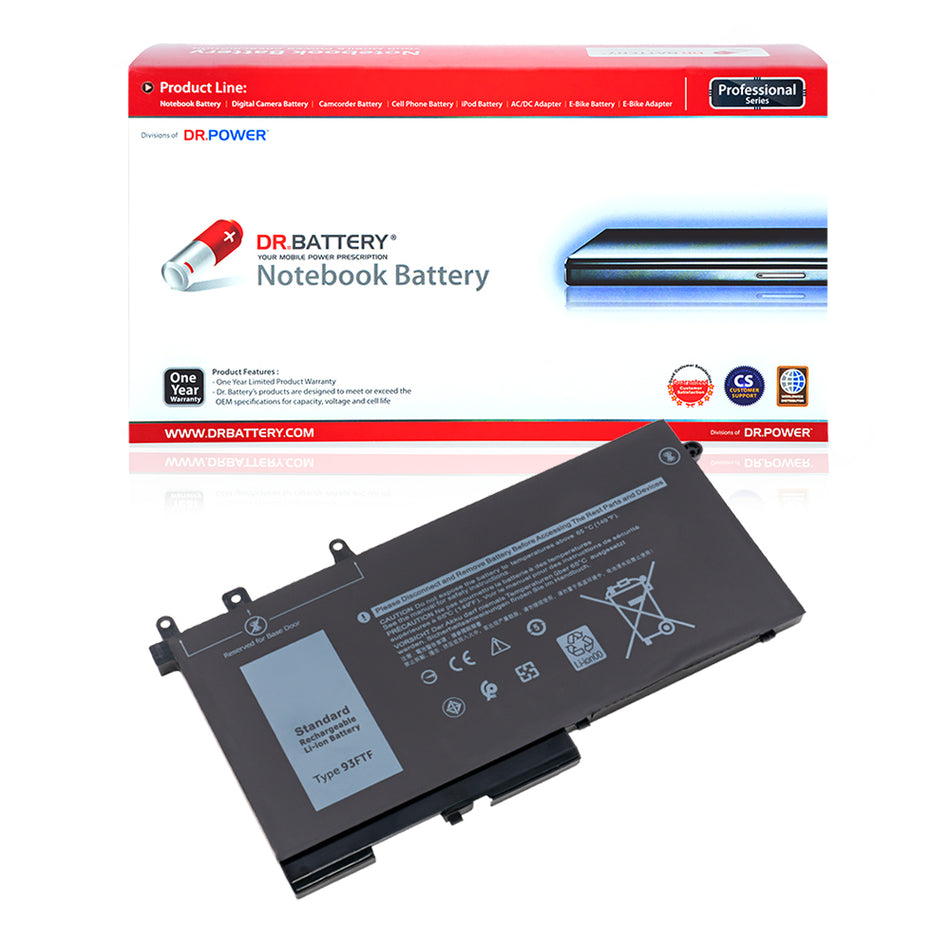 93FTF DJWGP D4CMT 4YFVG Battery for Dell Latitude 5280 5590 5288 5290 5488 E5288 Series 83XPC DV9NT 00JWGP 0DJWGP FPT1C GD1JP [11.4V] Compatible Battery