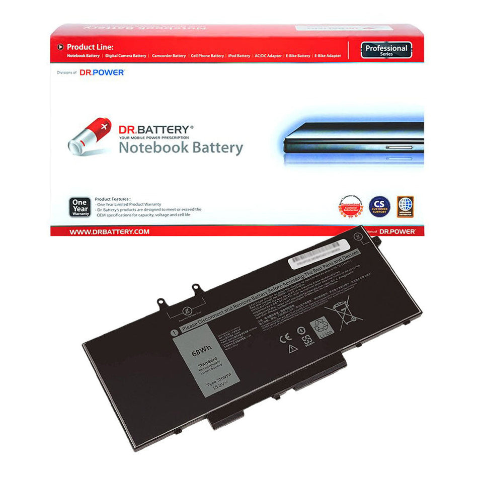 10X1J Battery for Dell Latitude 5401 5410 5411 5501 5510 5511 Series Dell Precision 3541 3550 3551 Series Dell Inspiron 7500 7506 2-in-1 Black Series Dell Inspiron 7706 2-in-1 Silver Series Laptop 3PCVM 3HWPP 1VY7F JG75F [15.2V] Compatible Battery