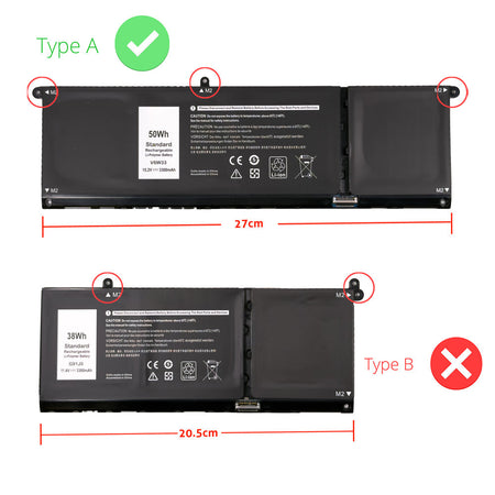 Dell Inspiron 14 7415 7420 7425 7430 7435 7440 7445 2-in-1 Series Laptop Battery V6W33 PG8YJ 0WV3K8 927N5 0FH3K2 0MGCM5 0MVK11 [15V/15.2V] Compatible Battery