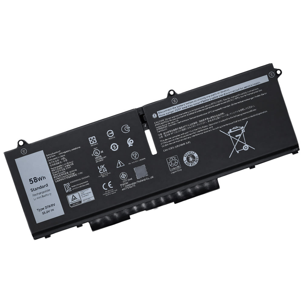 Front view of 07KRV compatible laptop battery for Dell Latitude 5330 7330 5430 7430 5530 7530 and Precision 3570