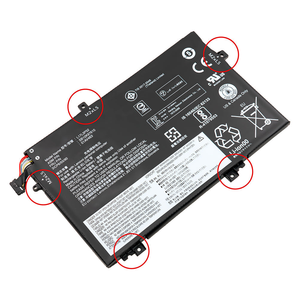 01AV445 L17C3P52 L17M3P54 L17M3P53 L17L3P52 Lenovo ThinkPad E14 E15 L480 L490 L580 L590 L14 L15 L14 Gen 2 L15 Gen 2 01AV464 01AV466 [11.1V] Laptop Battery Replacement