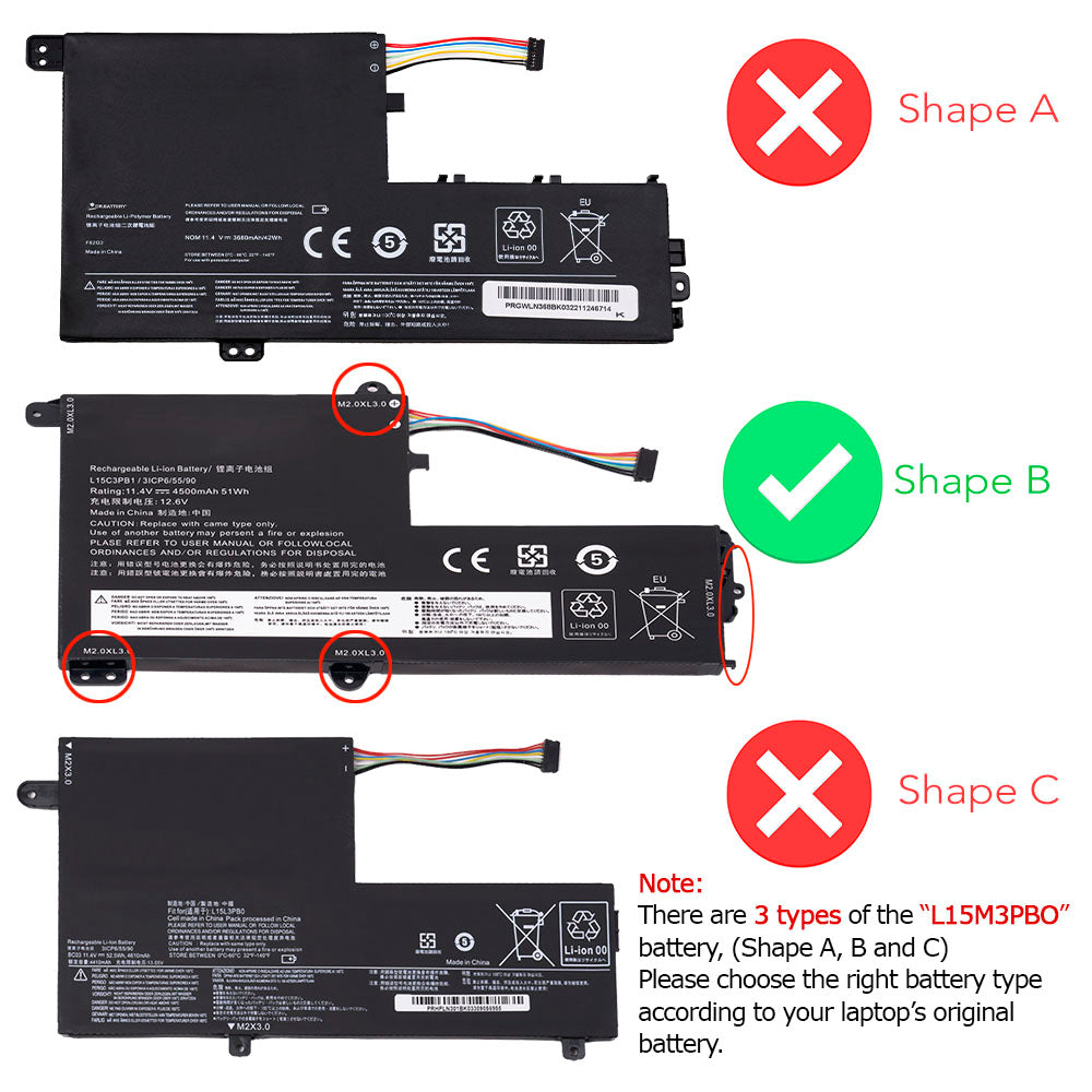 Lenovo L15C3PB1 Battery for Lenovo IdeaPad 330S-14AST 330S-14IKB 330S-15ARR 330S-15AST 330S-15IKB GTX1050 Series L15M3PB0 L15L3PB0 5B10Q39206 [11.4V] (Shape-B) Laptop Battery Replacement