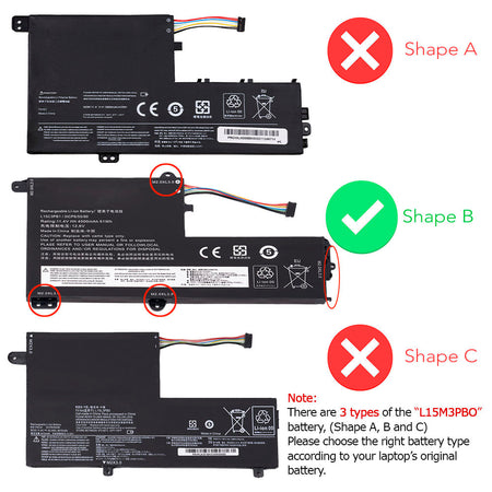 Lenovo ldeaPad GTX1050 Series Laptop Battery L15C3PB1 L15C2PB1 L15L3PB0 L15L2PB1 L15M3PB0 L15M2PB1 L14M2P21 L14L2P21 [11.25V/11.4V] (Shape B) Compatible Battery