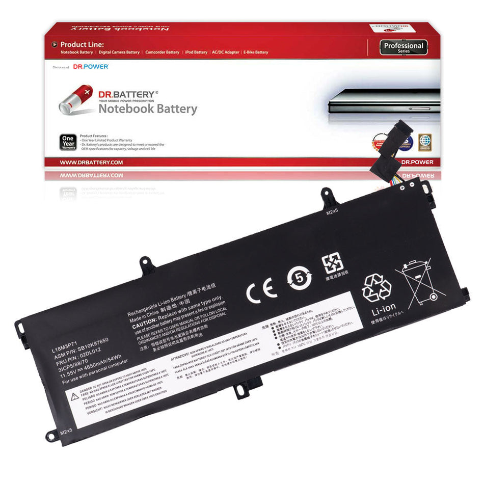 Lenovo ThinkPad T15 Gen 1 Series Lenovo ThinkPad T15 Gen 2 Series Laptop Battery L18M3P71 02DL012 L18L3P71 5B10W13913 5B10W13914 02DL011 SB10W51930 5B10W51832 [11.52V/11.55V] Compatible Battery