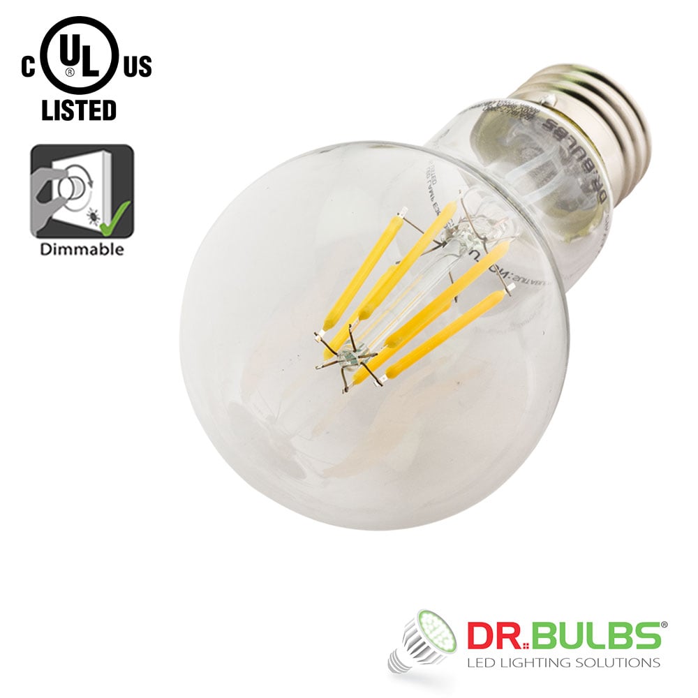 10 Pack Dr.Bulbs A19 8.5W (Replace 60W incandescent) 2700K Warm White Dimmable LED Filament Bulb