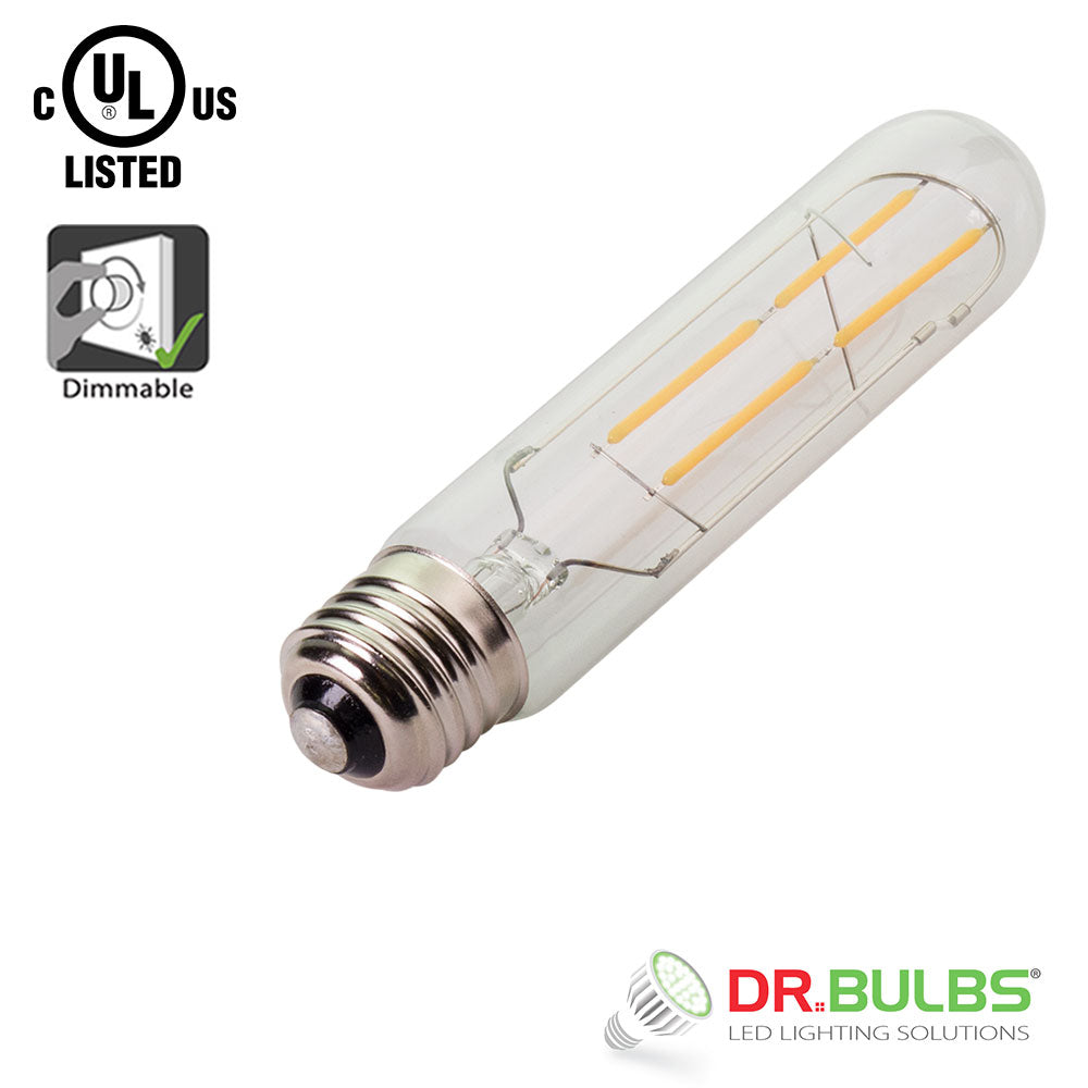 Dr.Bulbs T10 LED Filament Tubular Bulb 4W (40W Equivalent) 2200K Ultra Warm White Dimmable 30x145mm