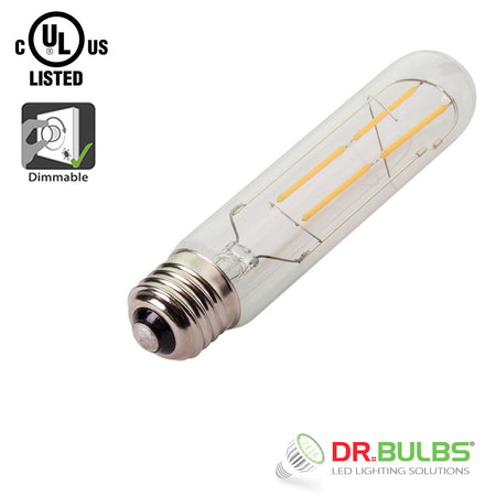 Dr.Bulbs T10 LED Filament Tubular Bulb 4W (40W Equivalent) 2200K Ultra Warm White Dimmable 30x145mm