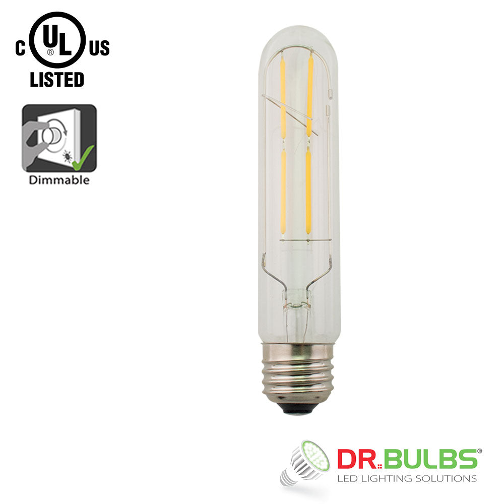 Dr.Bulbs T10 LED Filament Tubular Bulb 4W (40W Equivalent) 2200K Ultra Warm White Dimmable 30x145mm