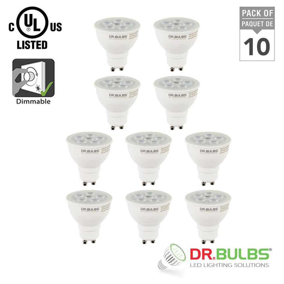 Dr.Bulbs 10-Pack MR16 GU10 5W (50W Equivalent) 3000K Soft White Dimmable LED Bulbs