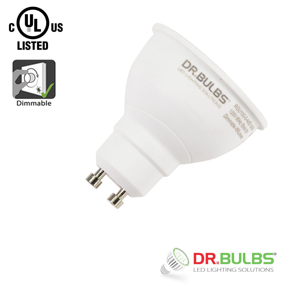 6 Pack Dr.Bulbs MR16 GU10 5W (Replace 50W Halogen) 3000K Soft White Dimmable LED Bulb