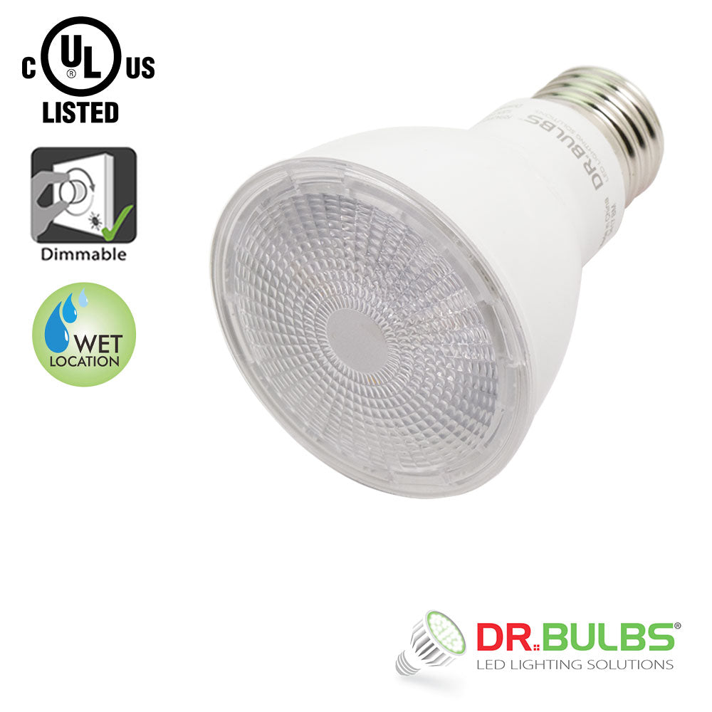 10 Pack Dr.Bulbs PAR20 7W (Replace 50W Halogen) 3000K Soft White Dimmable LED Bulb Wet Location Rated