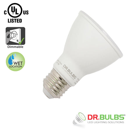 10 Pack Dr.Bulbs PAR20 7W (Replace 50W Halogen) 5000K Bright White Dimmable LED Bulb Wet Location Rated