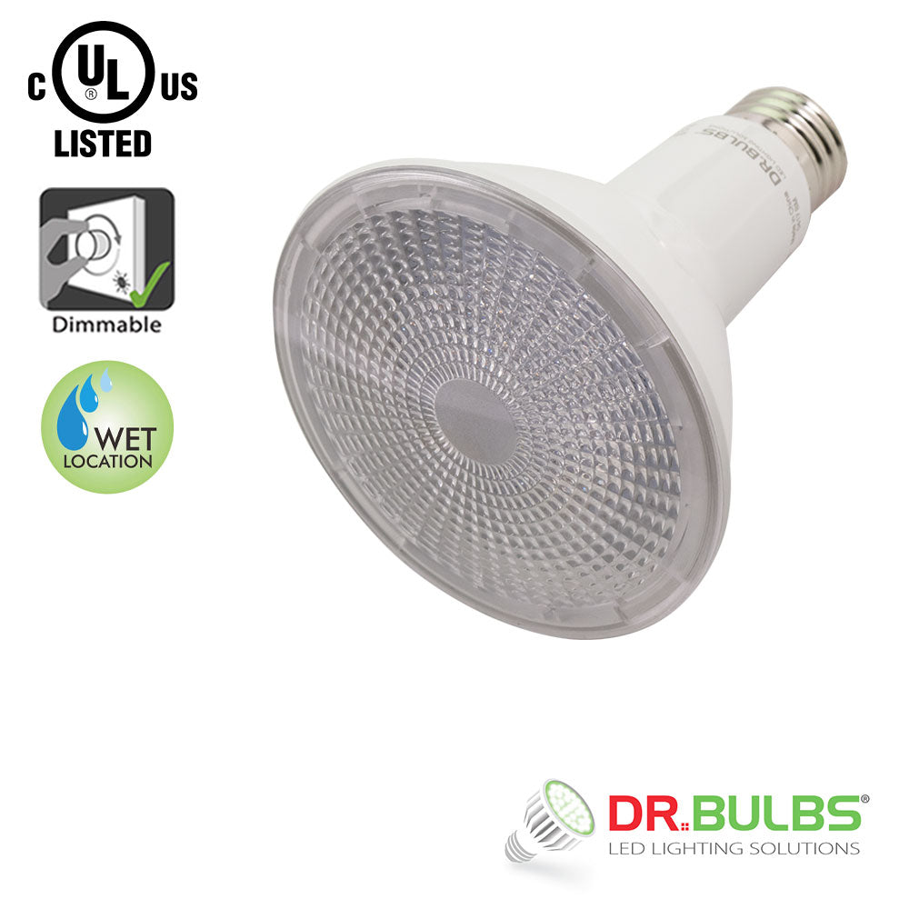 6 Pack Dr.Bulbs PAR30 (Long Neck) 11W (Replace 75W Halogen) 3000K Soft White Dimmable LED Bulb Wet Location Rated