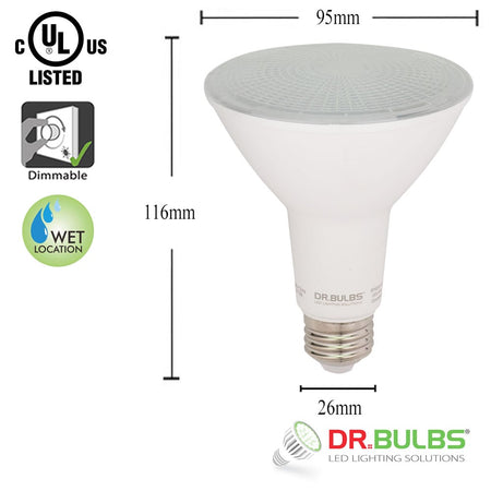 6 Pack Dr.Bulbs PAR30 (Long Neck) 11W (Replace 75W Halogen) 4000K Cool White Dimmable LED Bulb Wet Location Rated