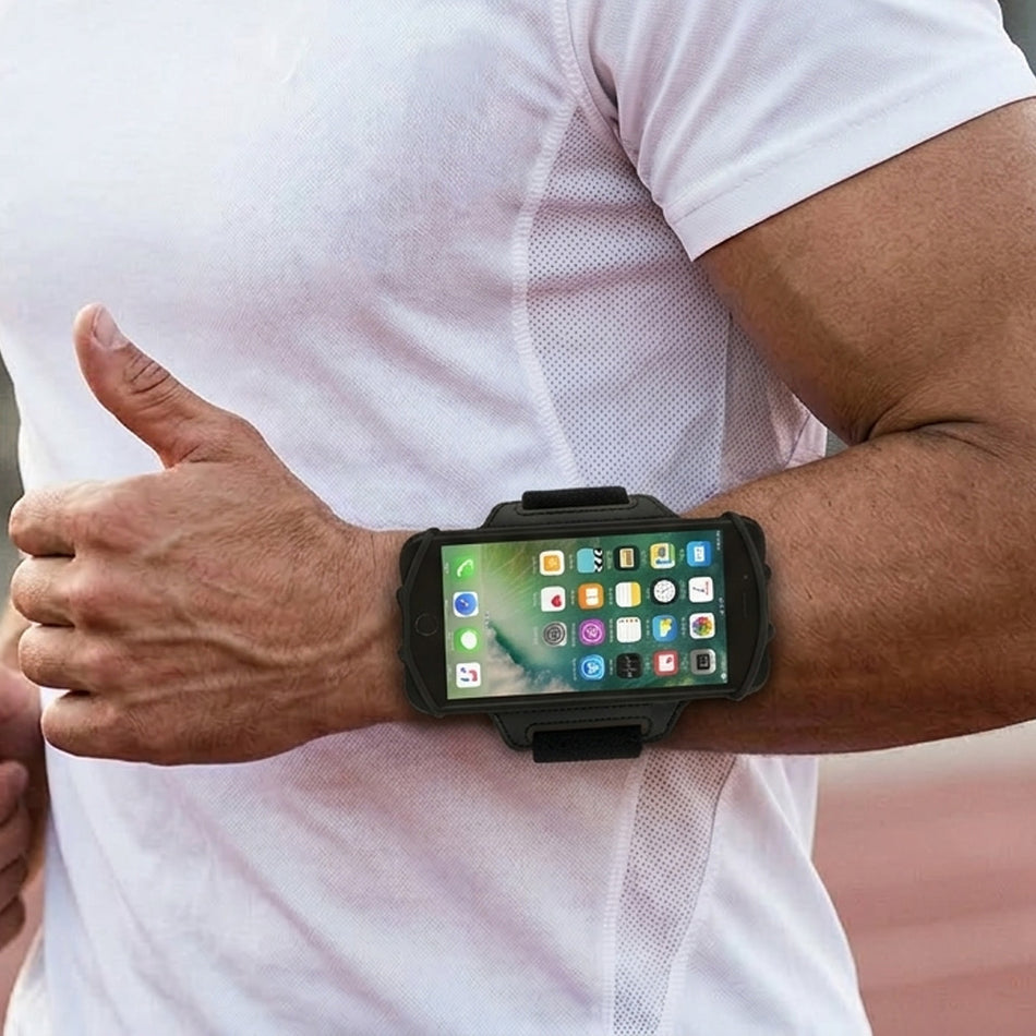 360 Rotatable Phone Armband with Key Holder – Adjustable Wrist & Forearm Band for Running, Hiking & Fitness