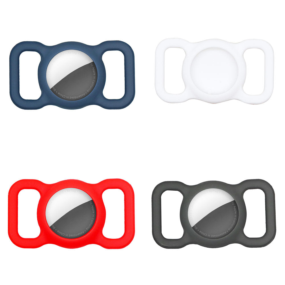 Sleek Silicone AirTag Cases (4 pack), Black, White, Red, Navy