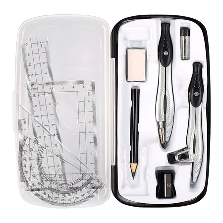 Geometry Set for Students – Includes Protractor, Ruler, and Case