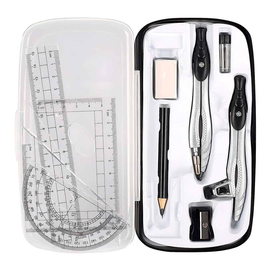 Geometry Set for Students – Includes Protractor, Ruler, and Case