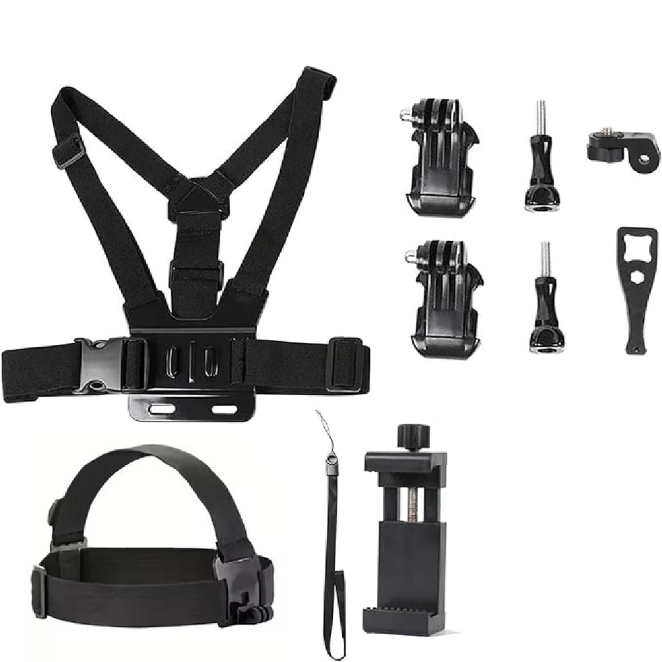 Universal Chest & Head Strap Mount Kit for Phones and Action Cameras – Compatible with iPhone, Samsung, GoPro, DJI, AKASO (POV / Vlog)