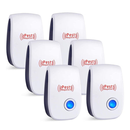Ultrasound Pest Repellers (6-pack) - Plug-in Pest Control Repeller for Mouse, Insect, Cockroach, Mice, Spider, Bug, Ant, Mosquito, Rodent & Rats