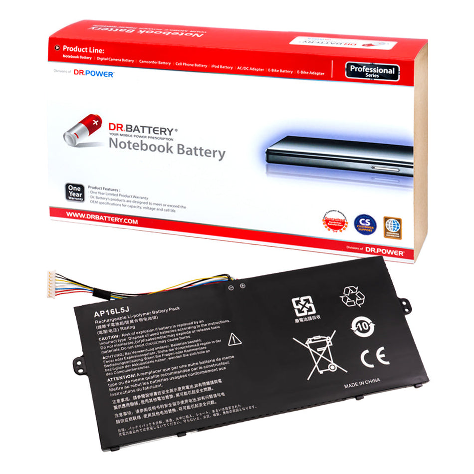 Acer Switch 3 SW312-31 SW312-31P N17H1 Series Laptop Battery AP16L5J KT.00205.008 KT00205002 [7.4V/7.7V] Compatible Battery