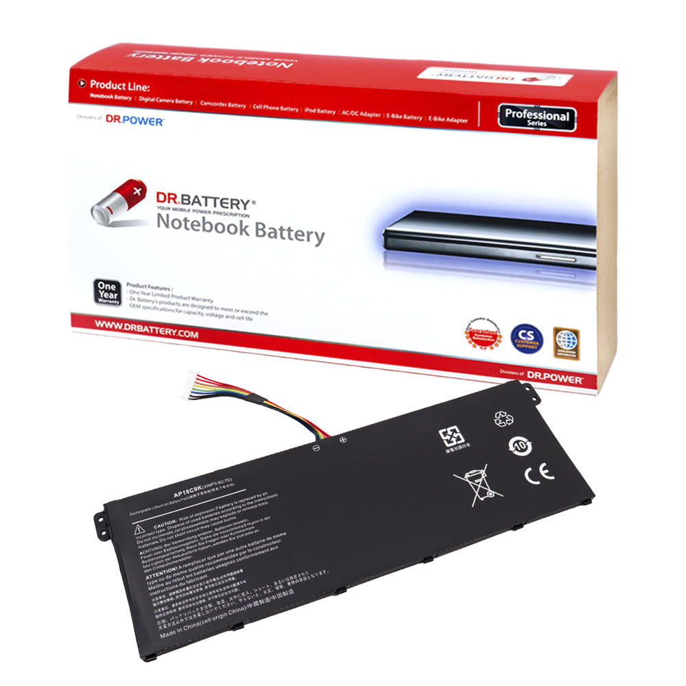 Acer Chromebook 15 CB315-3H CB315-3HT Series Chromebook 314 C933 Series Laptop Battery AP18C8K 3INP5/82/70 [11.25V/11.55V] Compatible Battery